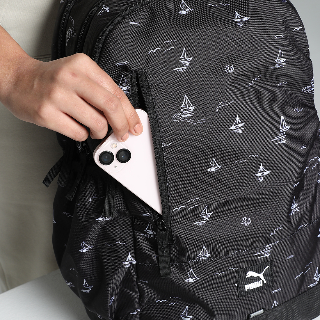 PUMA Unisex Printed Black Backpack